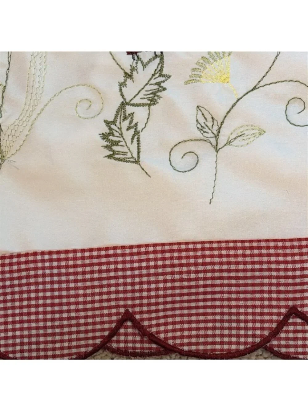 Lorraine Ladybug Meadow Valance & Panels Curtain Set Red Gingham Cottagecore
